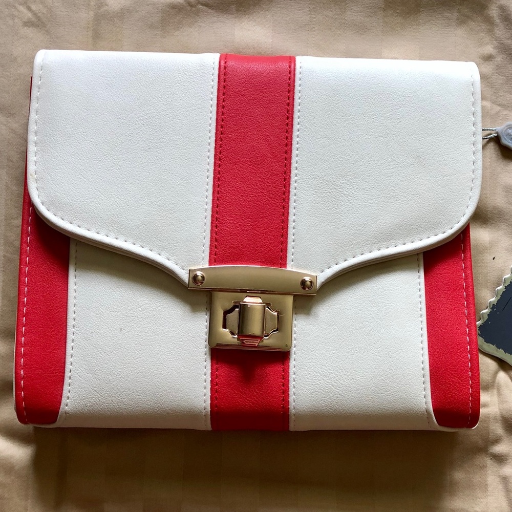 Mistique Crossbody Cream White and Red Stripe